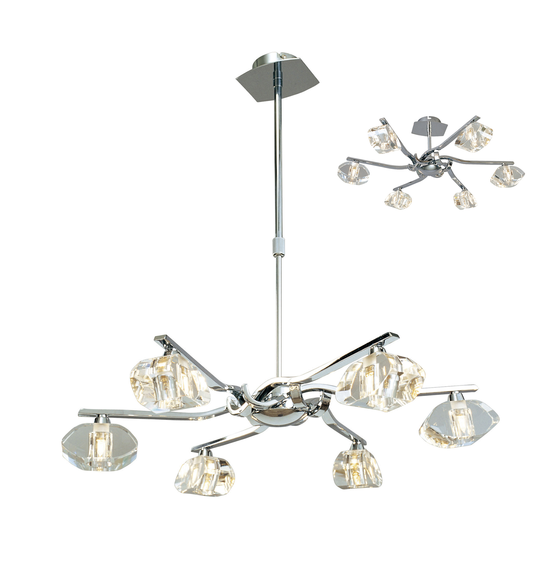 M0412  Alfa Crystal Telescopic/Semi Flush 6 Light